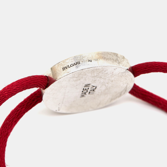 BVLGARI Red Enamel Sterling Silver Adjustable Cord Bracelet - Picture 3 of 6